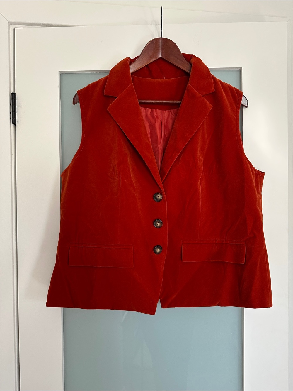 Women’s burn orange Velvet Sleeveless Blazer Vest